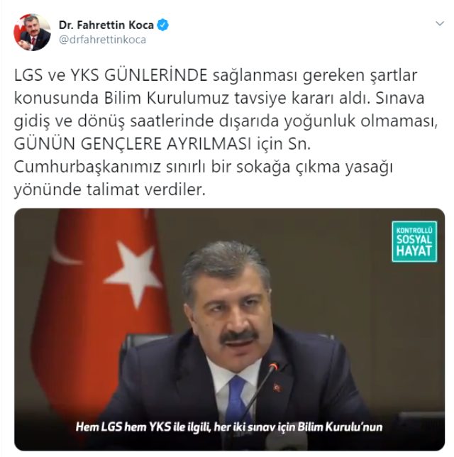 Son Dakika: Cumhurbaşkanı Erdoğan, LGS ve YKS günlerinde sokağa çıkma kısıtlaması talimatı verdi